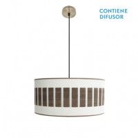 Distribuidor - Lâmpadas Diversas | Colgantes Moderno | COLGANTE IVANNA 2XE27 CUERO/BLANCO-MADERA OSCURA REGX50X50 CM Ref: 188495084
